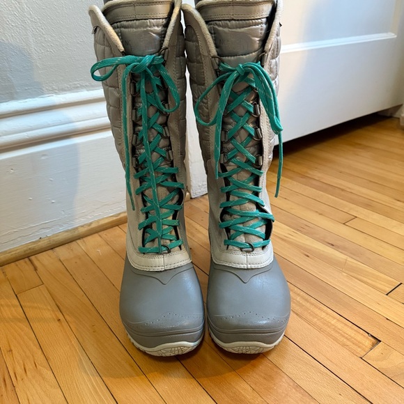 The North Face Shellista Tall ThermoBall Winter Snow Boots Gray Teal Wms 8 - Picture 2 of 7